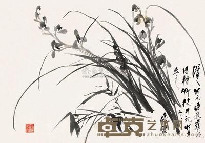 唐云 白蕉 1971年作 兰言竹笑 立轴 32.5×47cm