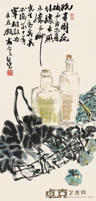 谭建丞 佳酿新蔬 立轴 68×33cm