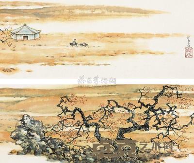 陈佩秋 秋原闲行 手卷 28×137cm