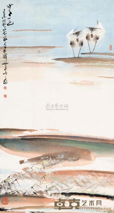 韩天衡 1991年作 水天一色 立轴 88×47.5cm