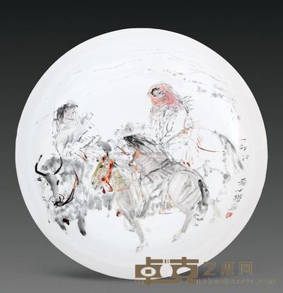 陈心懋 1987年作 塞外风情 直径45cm
