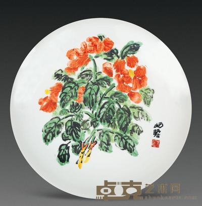 朱屺瞻 牡丹图 直径36cm