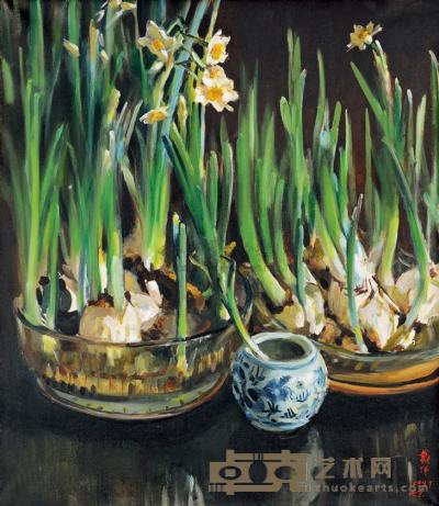 戴泽 1987年作  水仙花 46.5×40.5cm