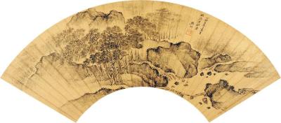 樊圻 丁卯（1687）年作 松山野溪 扇片
