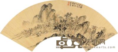 金麐 湖山清夏 扇片 16×51.5cm