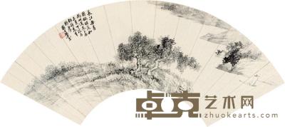 戴熙 壬辰（1832）年作 长江无尽 扇片 17.5×54.5cm