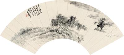 戴熙 壬辰（1832）年作 长江无尽 扇片