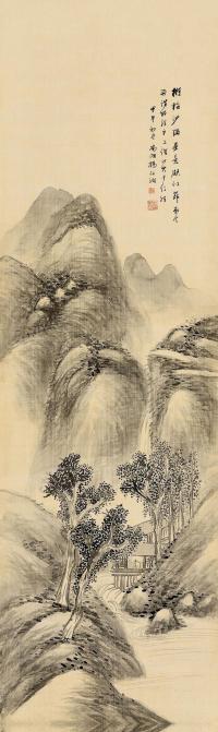 杨伯润 甲午（1894）年作 云峰观瀑 立轴