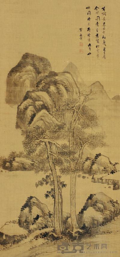 李流芳 癸亥（1623）年作 松云远岫 屏轴 130×63.5cm