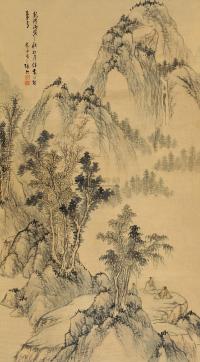 张启 丙寅（1746）年作 松岩客话 立轴