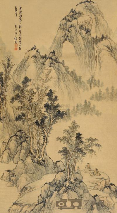 张启 丙寅（1746）年作 松岩客话 立轴 167×93cm