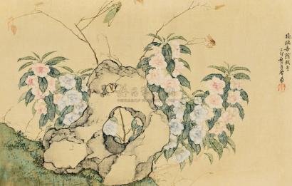 居廉 己卯（1879）年作 凤仙草虫 镜片