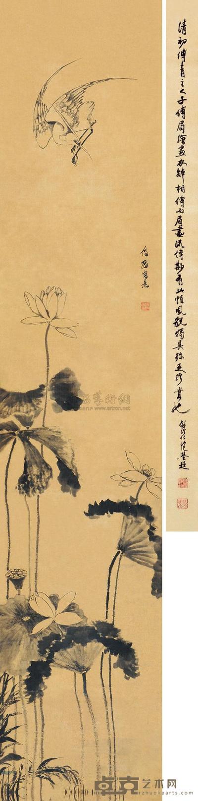傅眉 一路荣华 立轴 221×46cm