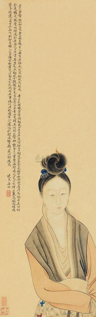 姜埙 仕女图 镜片