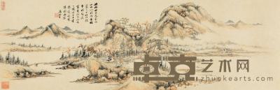 汤贻汾 乙巳（1845）年作 溪山秋色 镜片 30.5×94cm