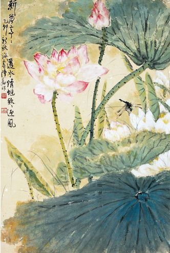 荷花蜻蜓图