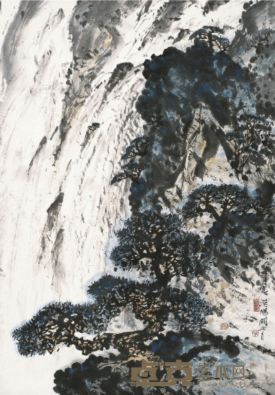 松瀑图 83.5×59cm