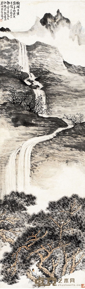 松山流泉图 132.5×40cm