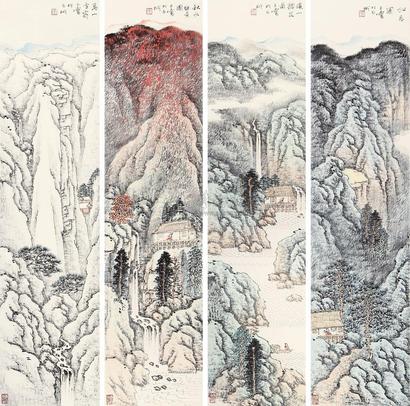 宋玉麟 四季山水 （四帧） 镜心