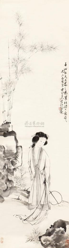 徐燕孙 竹林仕女 镜心