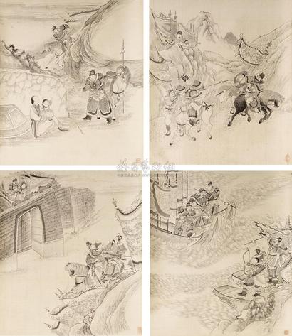 徐燕孙 人物 四屏