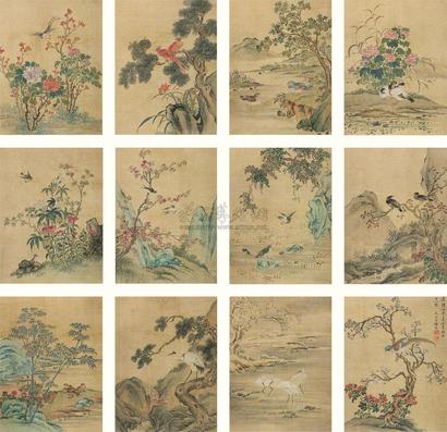 陆治 花鸟册页 册页 （十二开）
