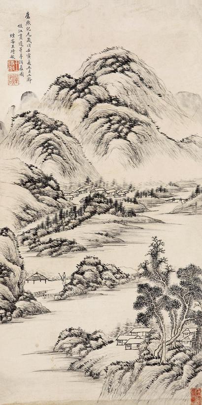 王时敏 茅亭消夏图 立轴