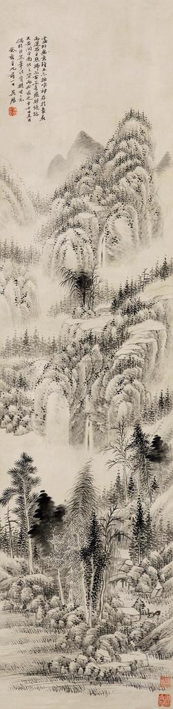 吴历 临巨然山水 立轴