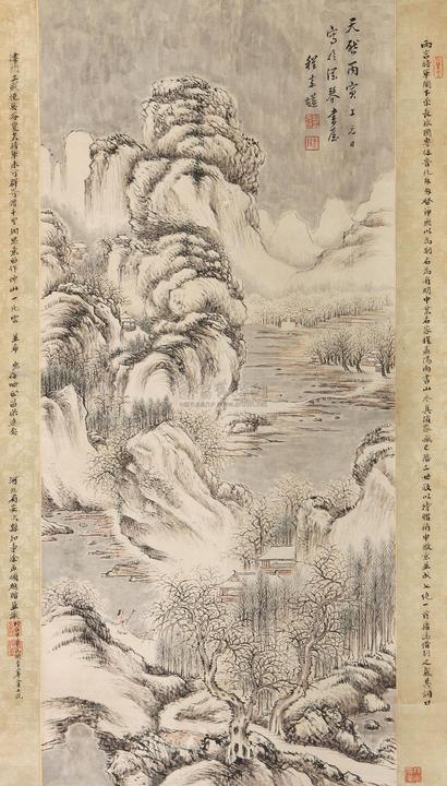 程嘉燧 雪景山水 立轴