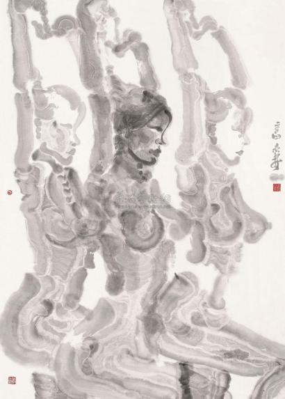 周京新 2004年作 人物 镜片
