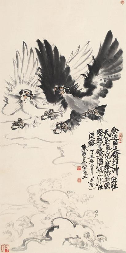 陈寿荣 1997年作 双鹰图 立轴