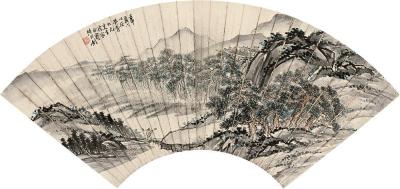 陆维钊 壬申（1932年）作 山水 扇面