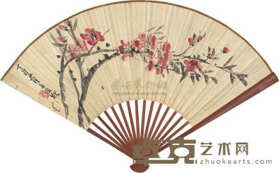 吴昌硕 丁酉（1897年）作 桃花 成扇 