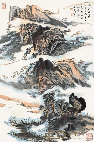 陆俨少 壬戌（1982年）作 秋山白云 立轴 67.5×45cm