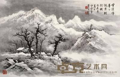 黄君璧 丙辰(1976年)作 雪景 镜片 43×65.5cm