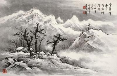 黄君璧 丙辰(1976年)作 雪景 镜片