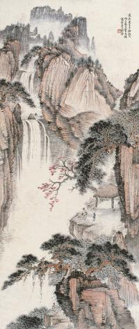 贺天健 丙子(1936年)作 高山飞瀑图 立轴