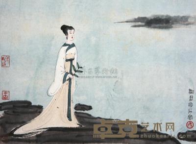 傅抱石 王寅(1962年)作 湘君 镜片 34×45.5cm
