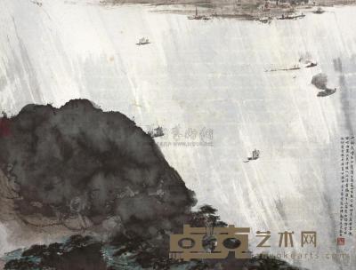 傅抱石 甲辰(1964年)作 登庐山诗意图 镜片 44.5×58.5cm