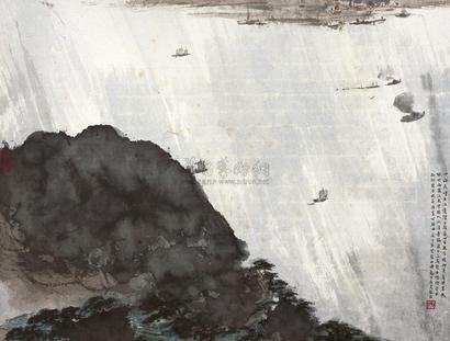 傅抱石 甲辰(1964年)作 登庐山诗意图 镜片