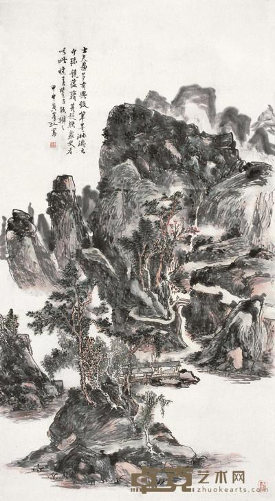 黄宾虹 甲申(1944年)作 湖山晴舍 镜片 152×82.5cm