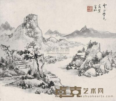 黄宾虹 山水图 镜片 29×33.5cm