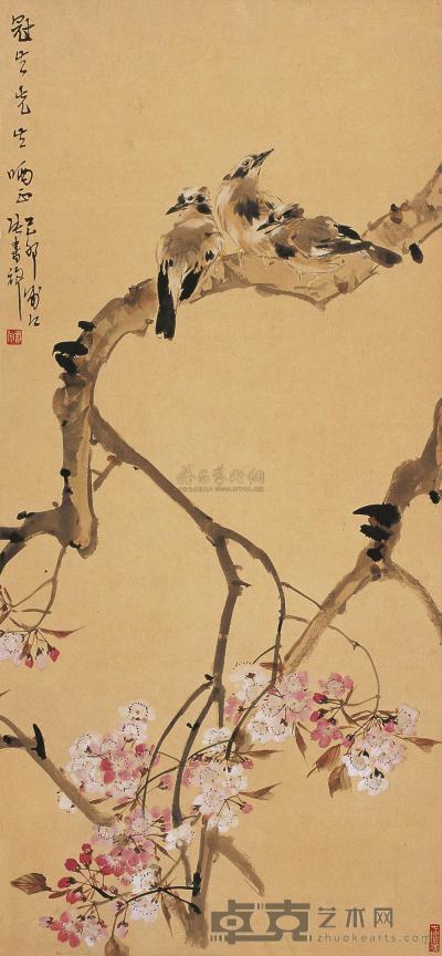 张书旂 己卯(1939年)作 花鸟 立轴 85×39.5cm