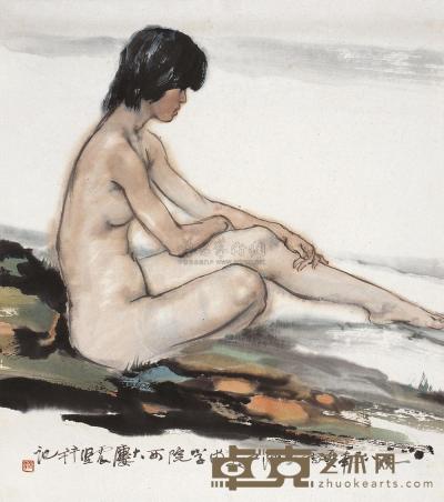 李震坚 乙丑(1985年)作 人物 镜片 72×63cm