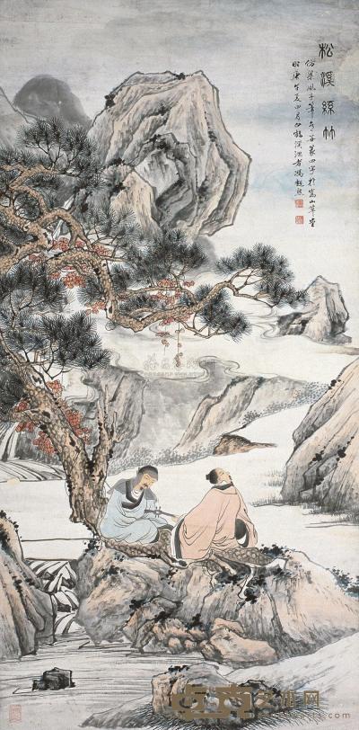 冯超然 庚午(1930年)作 松溪丝竹图 立轴 135×66cm