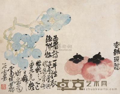 吴昌硕 乙已(1905年)作 清供图 镜片 26×33cm