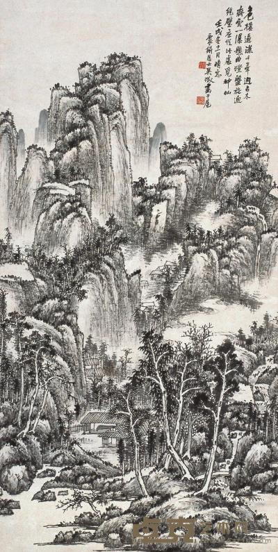 吴待秋 壬戌(1922年)作 山水 立轴 130×65.5cm