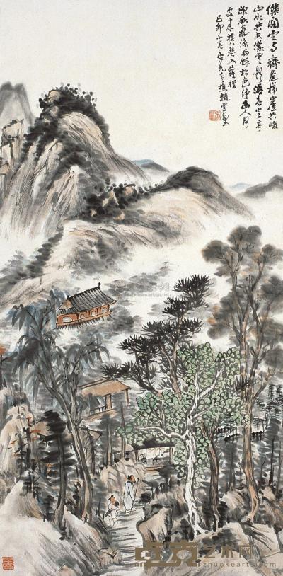 赵云壑 己卯(1939年)作 山水 立轴 81.5×40cm