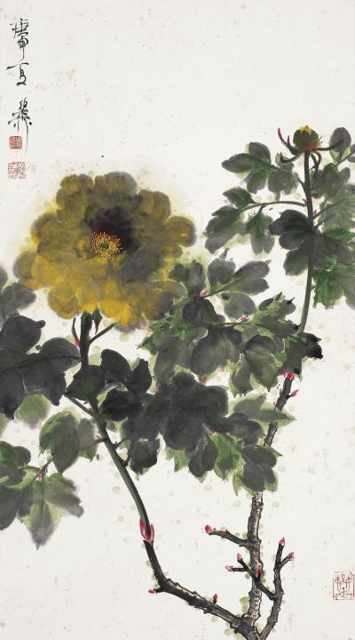 谢稚柳 庚申（1980年）作 花卉 立轴