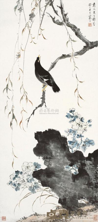 江寒汀 癸巳（1953年）作 花鸟 立轴 128×57cm